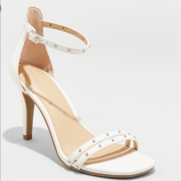 a new day Shoes - A New Day White Studded Strappy Heels-7.5